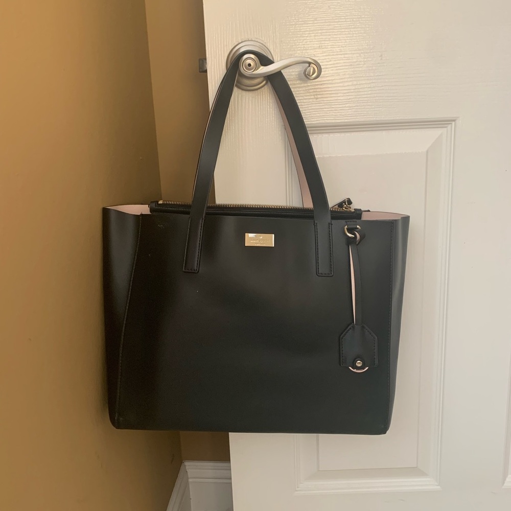 Kate Spade Black with light pink interior purse